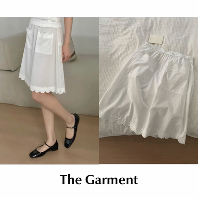 【SALE】CETTCE 现货 The Garment 白色刺绣提花花边抽绳半身裙