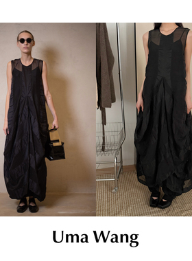 【SALE】CETTCE 现货 Uma Wang 复古真丝圆领无袖背心连衣裙长裙
