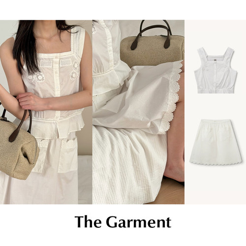 【SALE】CETTCE 现货 The Garment 刺绣提花吊带花边抽绳半身裙