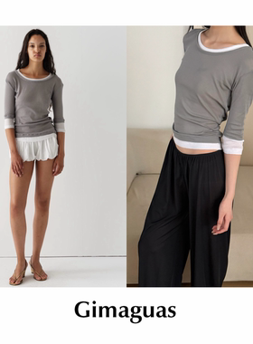 CETTCE 现货 Gimaguas 纯棉圆领拼接假两件中袖修身T恤上衣 Gemma