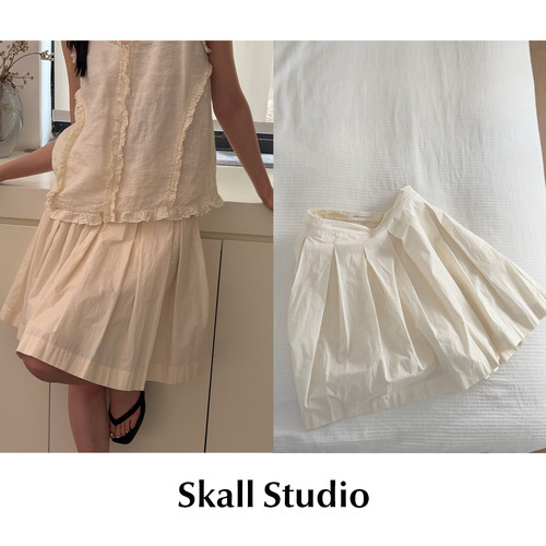 【SALE】CETTCE 现货 Skall Studio 纯棉侧口袋拉链百褶A字半身裙