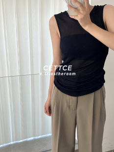 现货 CETTCE Ami 秋冬秀款 混纺坦克背心内搭两色 圆领长款 SALE