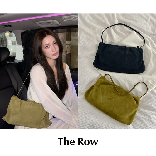 CETTCE 现货 The Row 褶皱绒面小羊皮云朵包单肩手提包 Xl Bourse