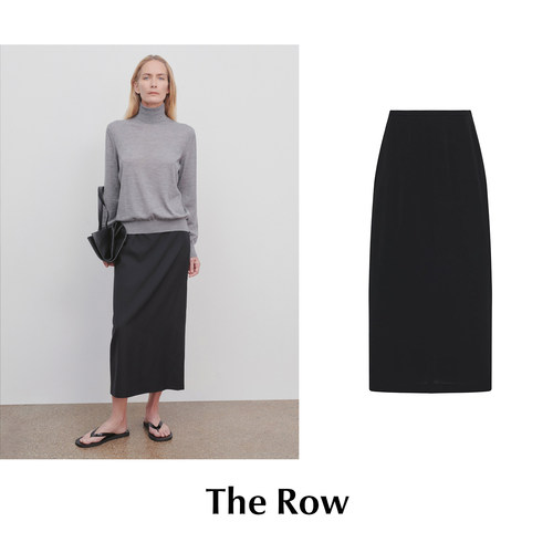 CETTCE 现货 The Row 经典款 Matias 羊毛混纺中长款后开衩半身裙