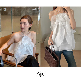 花朵荷叶边分层式 AJE 露背挂脖吊带上衣Pandorea 现货 CETTCE