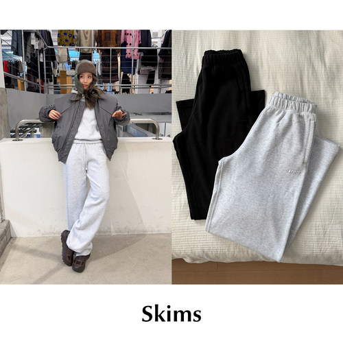 CETTCE 现货 Skims 经典款棉质松紧腰抽绳抓绒休闲直筒长裤卫裤