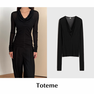 【SALE】CETTCE 现货 Toteme 垂褶深V领落肩修身长袖上衣Draped