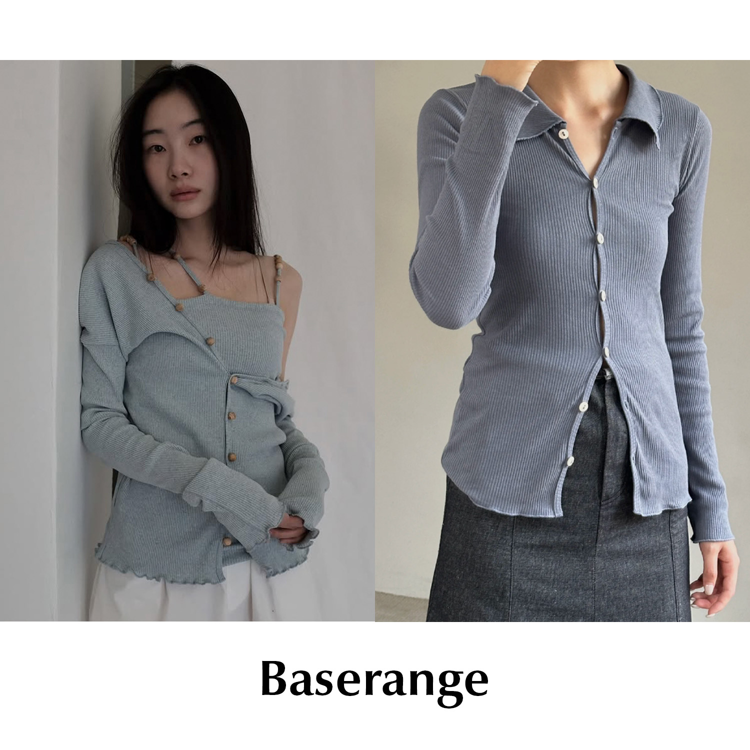 CETTCE 现货 Baserange 弹力罗纹串珠一字肩纽扣 Tav针织衫 Iso
