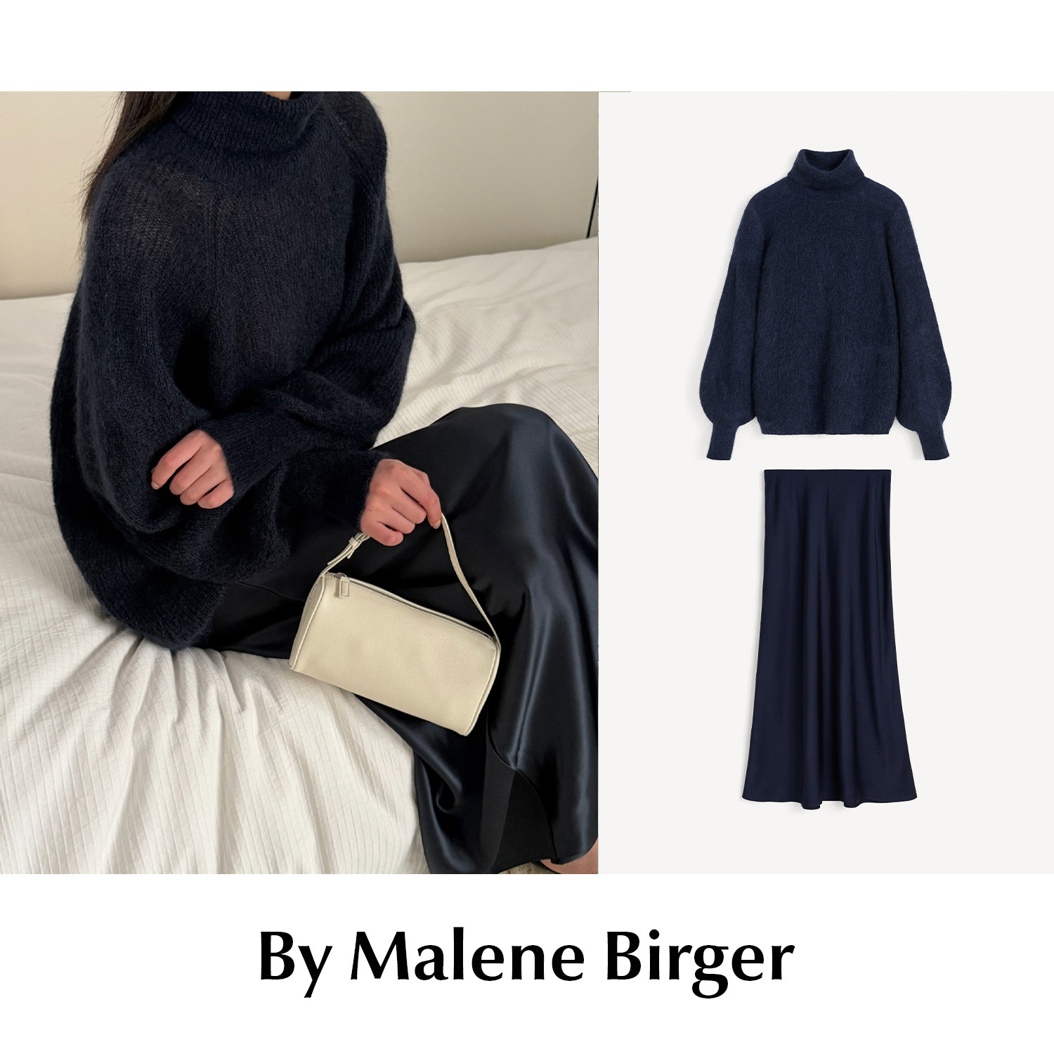 【SALE】CETTCE 现货 By Malene Birger 羊毛高领毛衣真丝半身裙图片