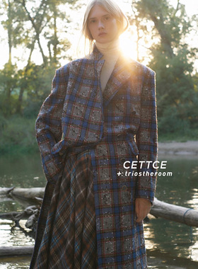 【SALE】CETTCE 折扣现货 Rowen Rose 廓形宽松格纹大衣外套