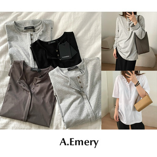 CETTCE 现货 A.Emery 宽松圆领前排纽扣短袖长袖T恤 Orla/Leona