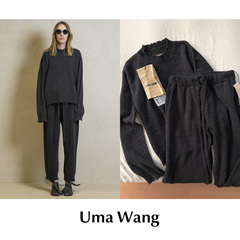 CETTCE 现货 Uma Wang 羊毛羊绒混纺圆领针织毛衣系带毛边长裤