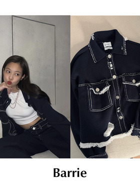 CETTCE 现货 Barrie 牛仔明线毛边羊绒翻领复古夹克外套