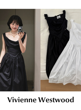 CETTCE 现货 Vivienne Westwood 西太后Sunday刺绣荡领纯色连衣裙