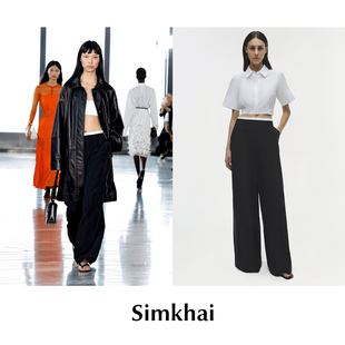 CETTCE 现货Simkhai秀款 Olly双腰带黑色直筒阔腿休闲长裤 SALE