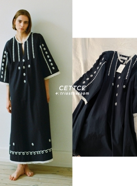 【SALE】CETTCE 现货 Skall Studio 秀款混纺半袖刺绣连衣裙Freya