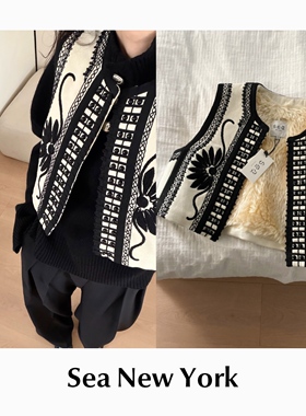 【SALE】CETTCE 现货 Sea New york 刺绣拼色毛内里短款马甲