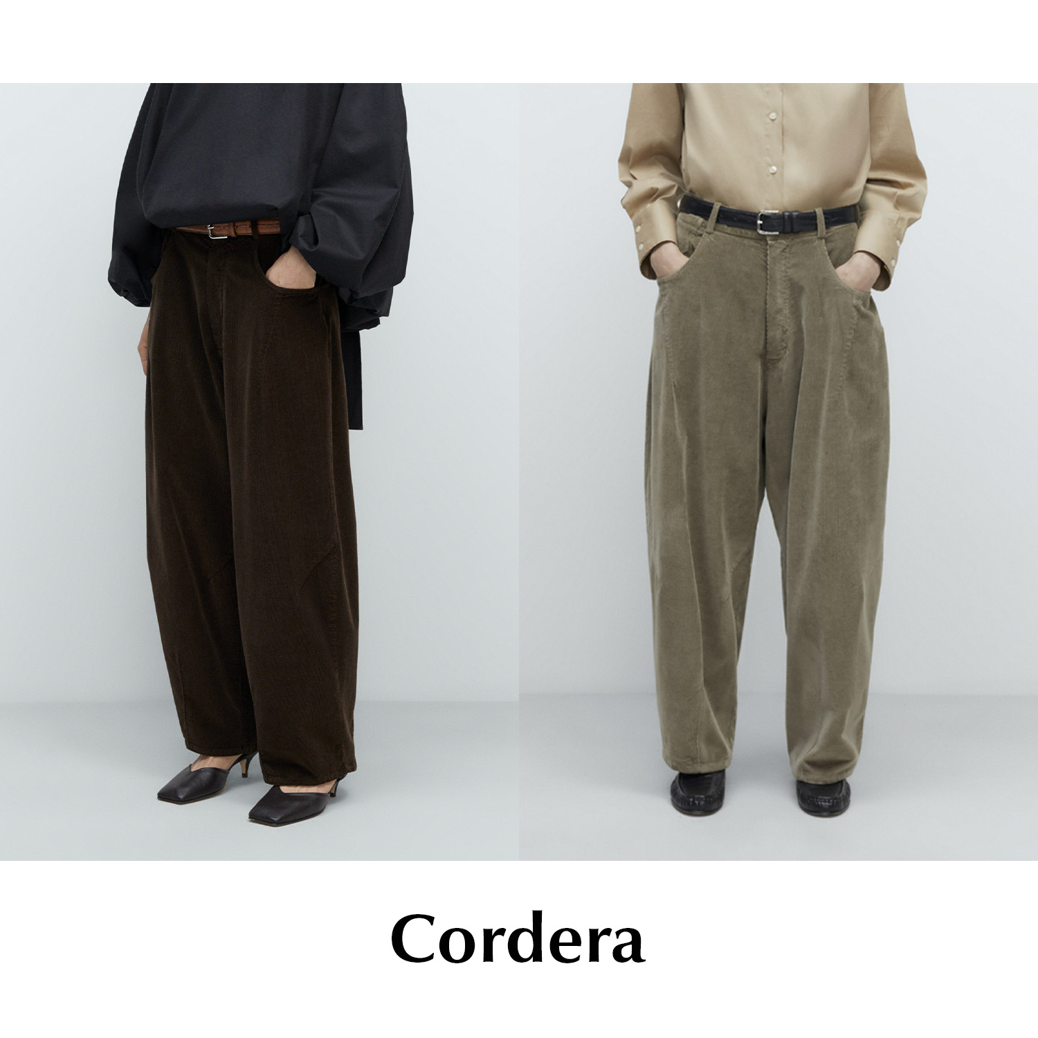 CETTCE 现货 Cordera 灯芯绒复古廓形松紧高腰弯刀萝卜裤阔腿长裤