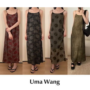 CETTCE 现货 Uma Wang 复古印花真丝晕染细吊带长款连衣裙 Anaya