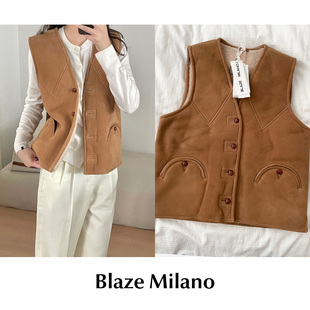 经典 CETTCE Milano Blaze 微笑口袋羊皮毛一体马甲背心外套 现货
