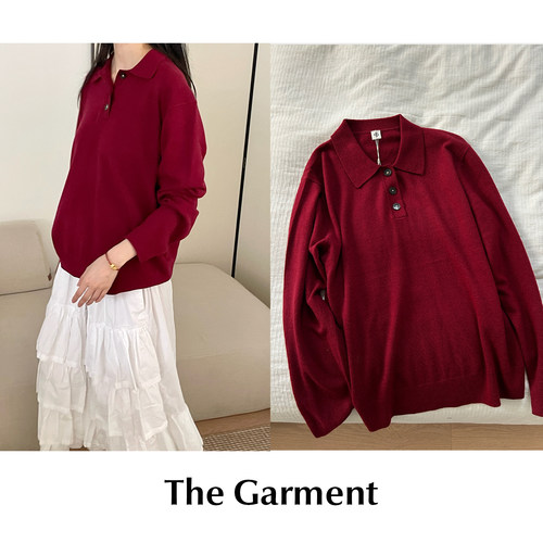 CETTCE 现货 The Garment 翻领羊毛羊绒混纺长袖Polo领上衣