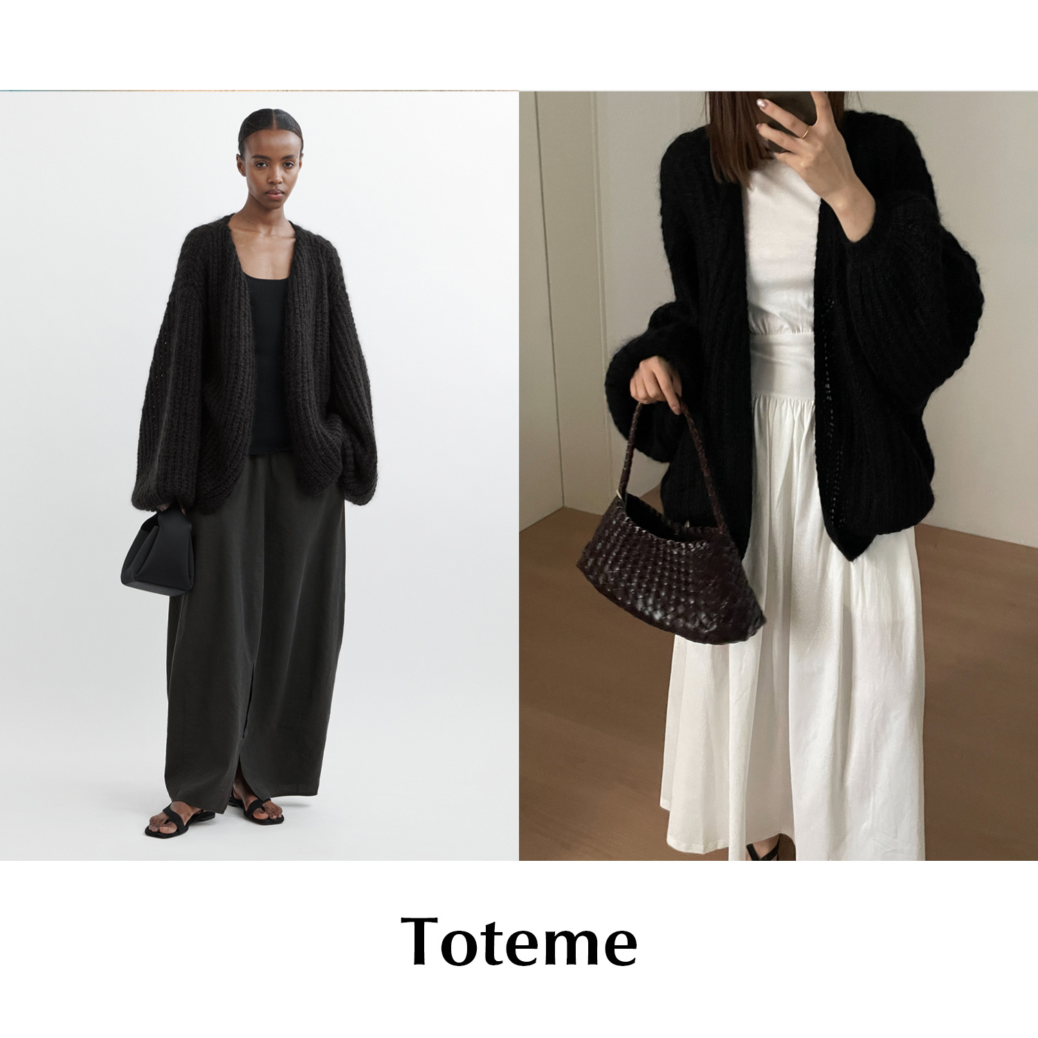 【SALE】CETTCE 现货 Toteme 马海毛镂空廓形针织毛衣开衫 Puffed