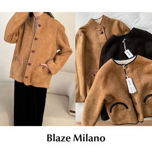 现货 圆领羊皮毛一体立领款 Blaze 经典 夹克外套 Milano CETTCE