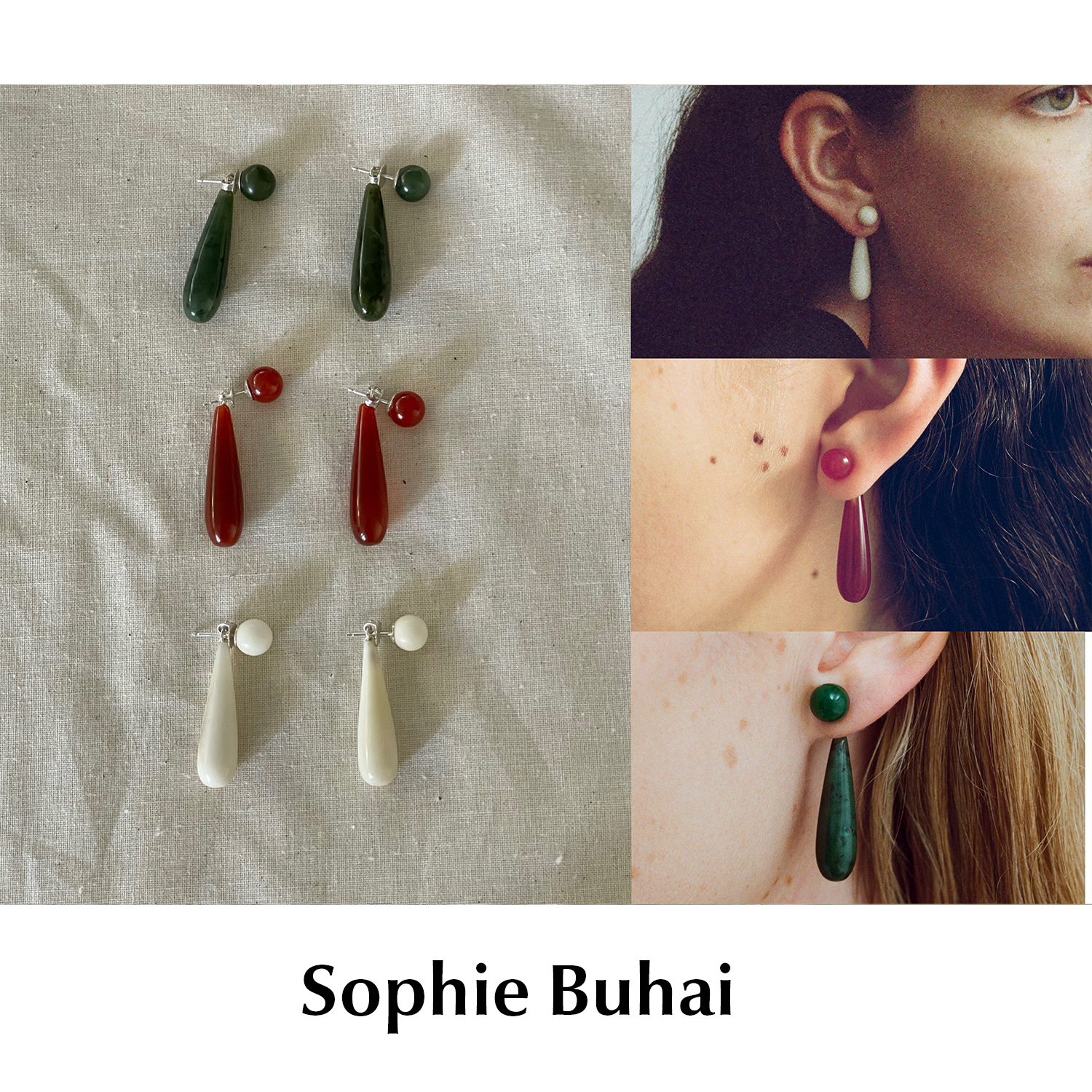 CETTCE 现货 Sophie Buhai 翡翠象牙果红玉髓耳钉耳环Angelika