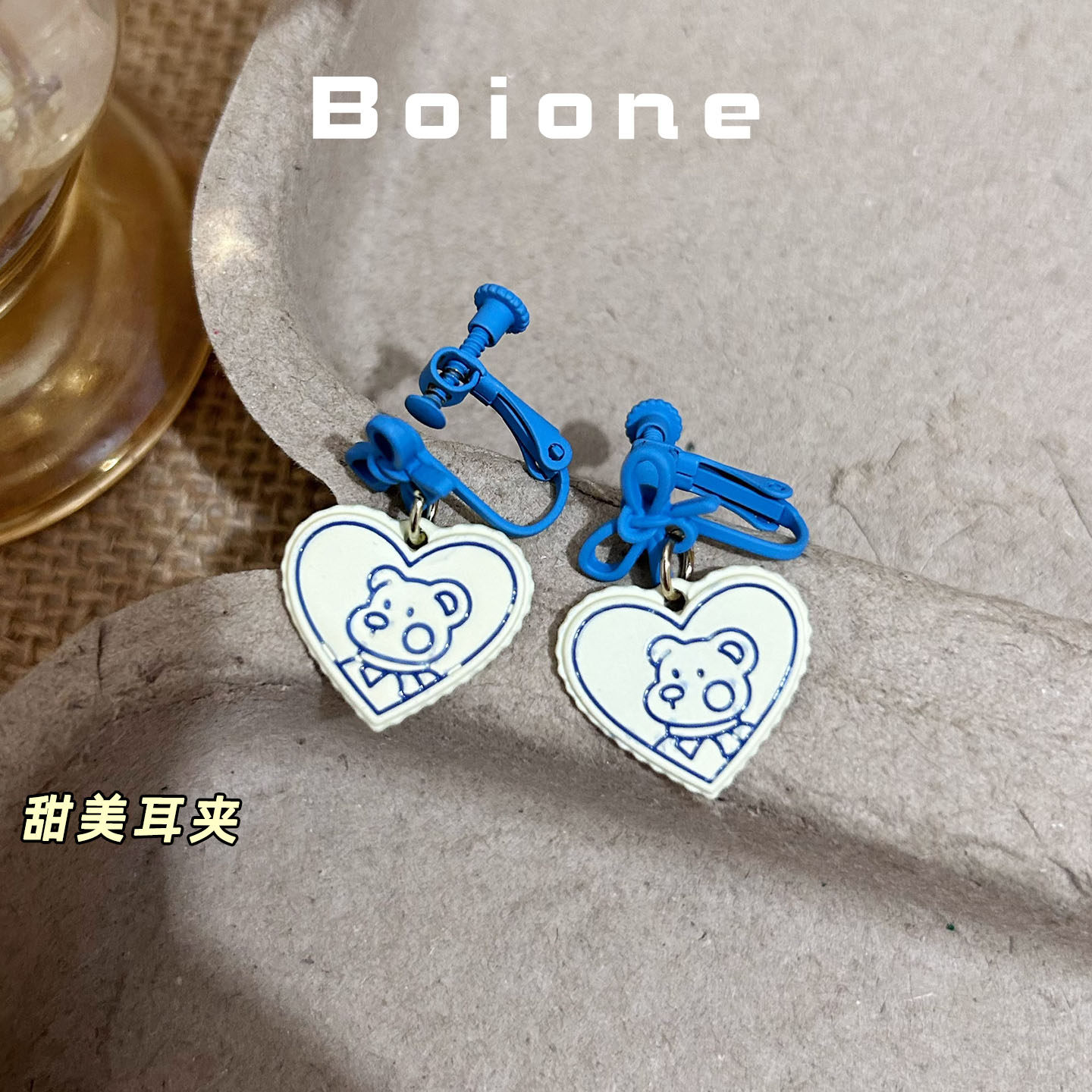 甜美减龄少女感蝴蝶结爱心耳夹