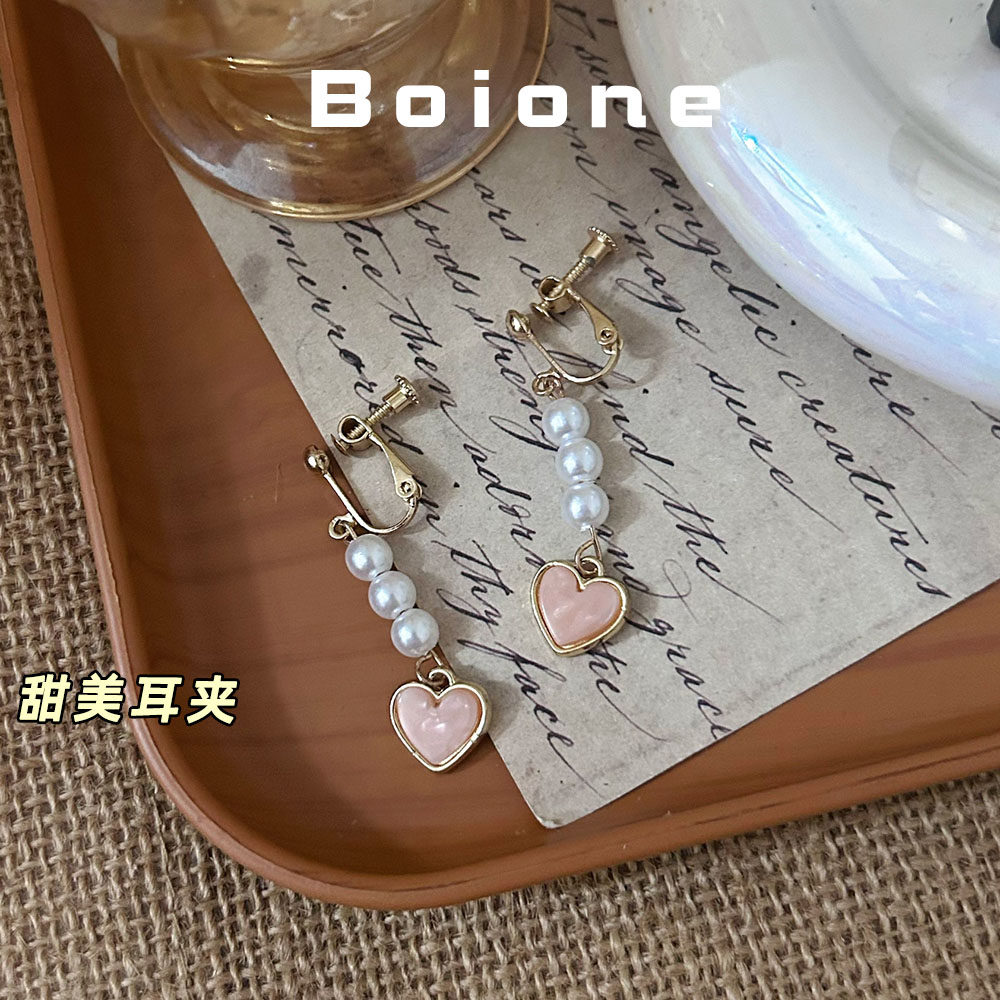 甜美可爱少女感粉色耳环耳夹