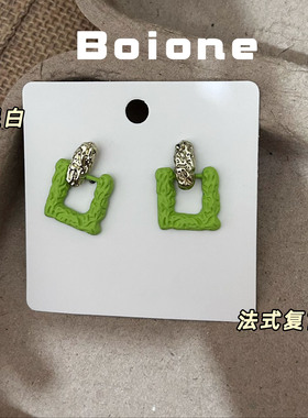 夏季显白几何耳环绿色超上镜显白