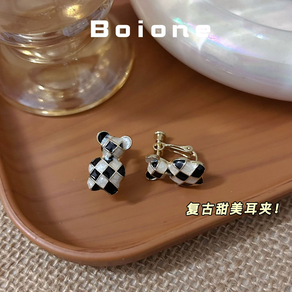 【实拍】复古甜美小熊耳夹耳钉