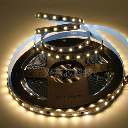 led可控编程单色白光流水灯带12v 60灯追踪跑马动感软灯条 外置IC