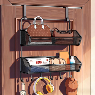 门后挂钩免打孔挂衣架多层包包衣帽门上置物架收纳架卧室门挂衣钩