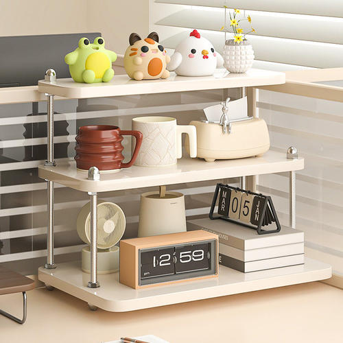 桌面置物架工位收纳神器办公室桌上隔断多层咖啡杯杂物零食整理架