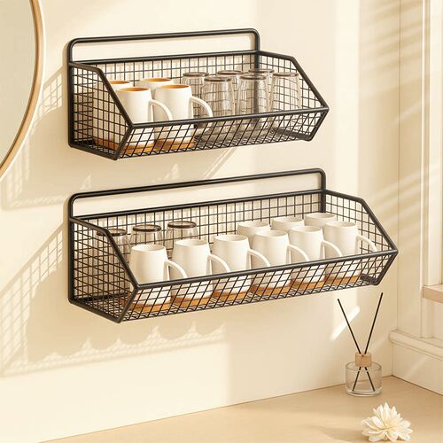 杯架壁挂免打孔墙上水杯子收纳置物架子厨房悬挂放置茶杯储物神器