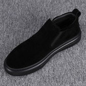 男鞋 中高帮翻毛皮鞋 磨砂厚底舒适一脚蹬休闲鞋 秋冬新款 保暖二棉鞋