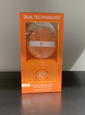 Real Techniques RT橙柿大橘扑收纳盒套装两枚装干湿两用柔软亲肤
