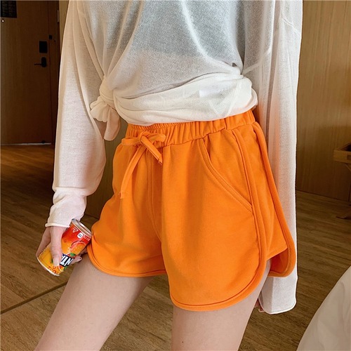 New summer Korean sports shorts women's High Waist Sports hot pants solid color student casual shorts women's fashion