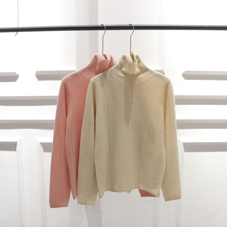 韩国全羊毛毛衣堆堆领修身