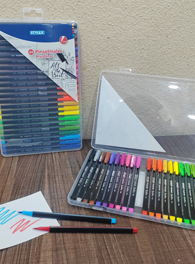 外网在售约合RMB140+！出口外单！盒装涂鸦绘画水彩笔软毛笔 24色