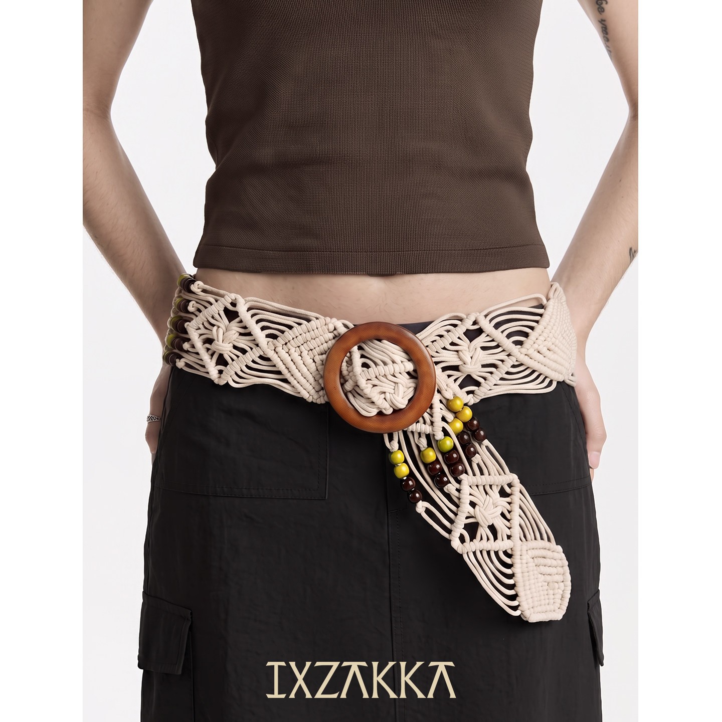 IXZAKKA艾卡手工木扣复古腰带