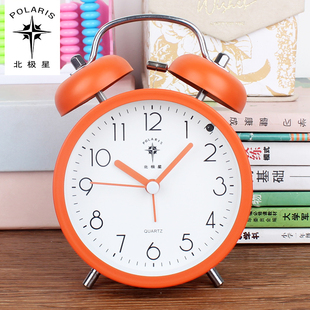 正品北极星静音闹钟床头超大铃声学生卧室金属台钟夜灯老人小时钟