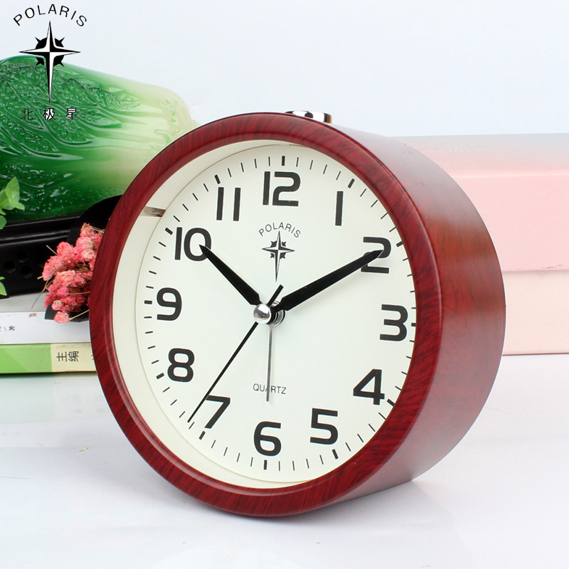 北极星学生用小闹钟静音创意儿童音乐闹铃卧室夜光简约床头电子表