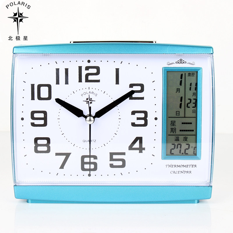 北极星超静音万年历钟闹钟台钟座钟闹钟老人农历学生儿童家居装饰
