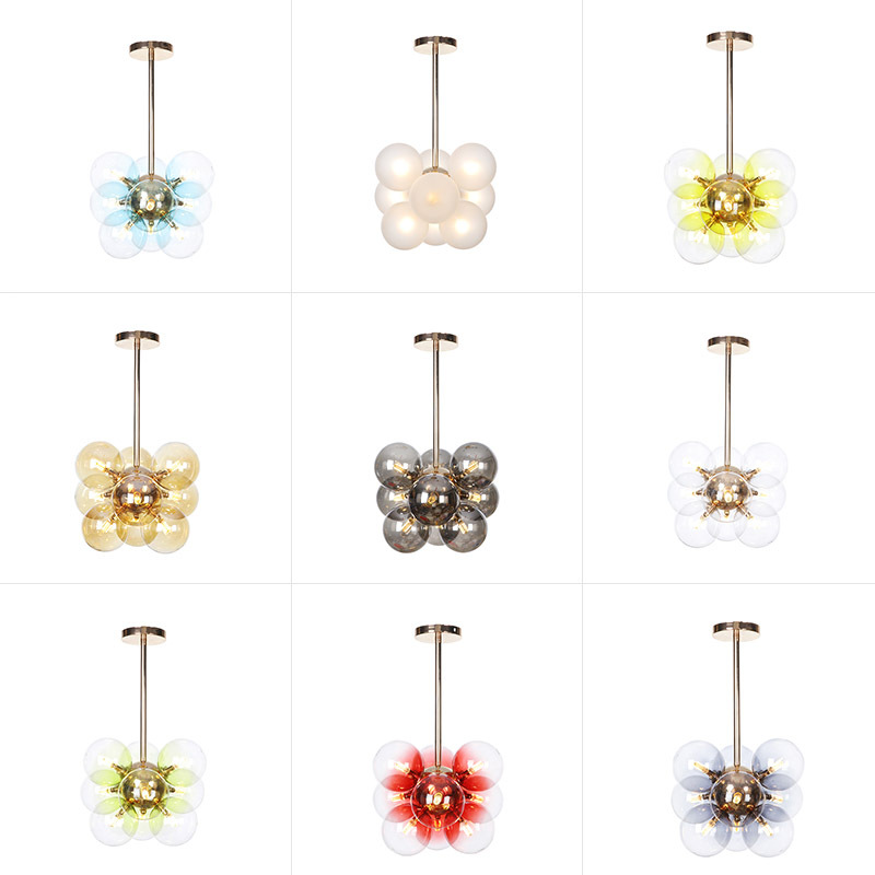 客厅咖啡馆美式铁艺玻璃多头吊灯