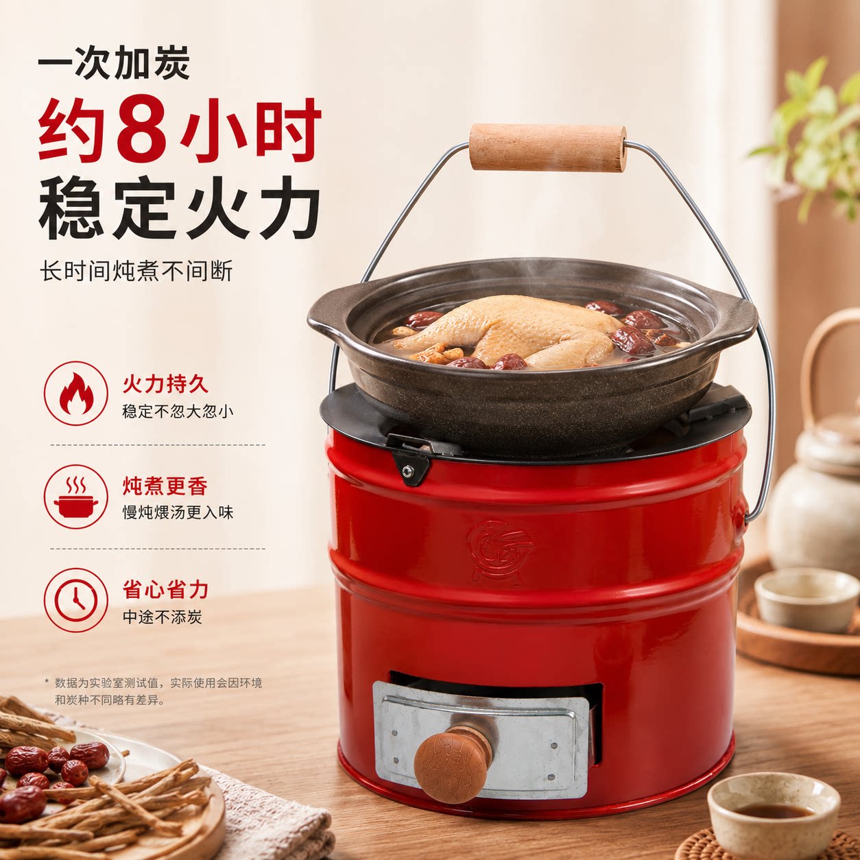 红鱼跃加大防滑款炭炉大内胆煤炭炉子炖煮烤火取暖炉多功能碳炉