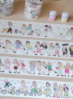 李星星贴纸卷 vol.3 步履不停 原创插画可爱拼贴手帐素材