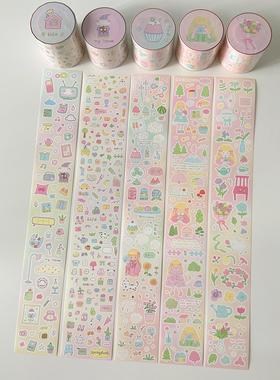 Springforth｜切膜贴纸卷 花时 绿野 夏日 小狗 小点缀 咕卡贴纸