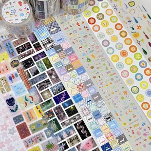 N1ng酱原创5月新品 粉扑派对彩糖块块烛台deco贴纸卷